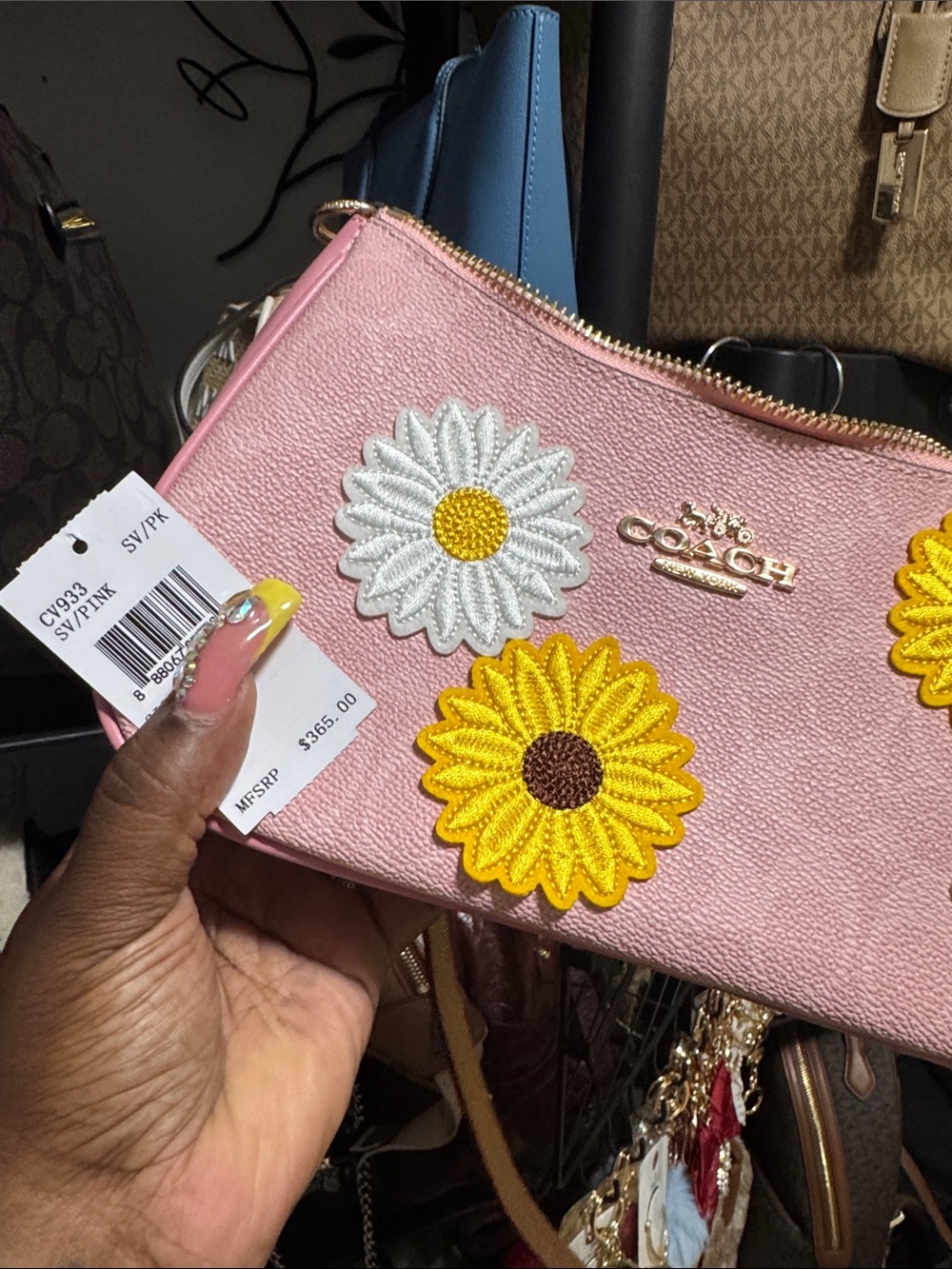 Coach Pink Mini Crossbody with Yellow & White Floral Appliqués - Picture 5 of 7